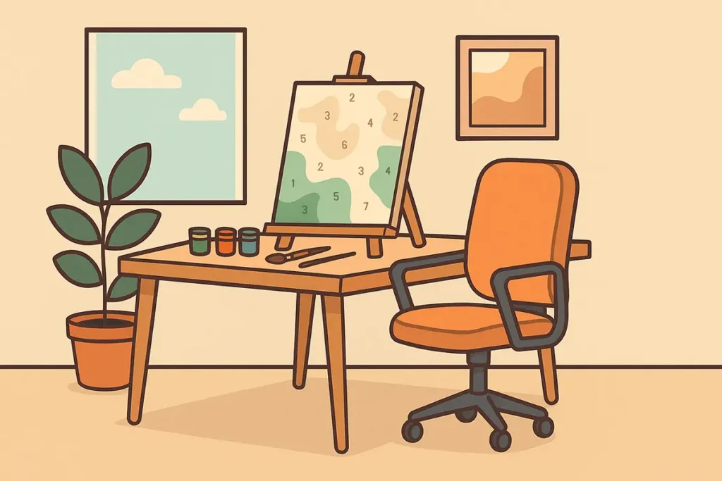 Besorgen Sie sich einen bequemen Tisch oder Schreibtisch für Ihr Gemälde.