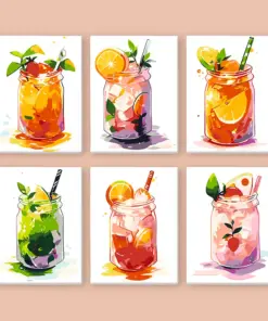 Alternative view of Boissons d'été colorées - 6 Mini Peintures par Numéros