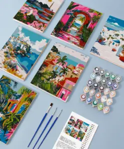 Alternative view of Horizons Tropicaux - 6 Mini Peintures par Numéros