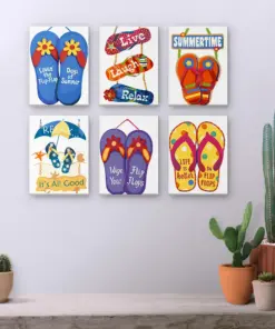 Alternative view of Tongs Estivales - 6 Mini Peintures par Numéros